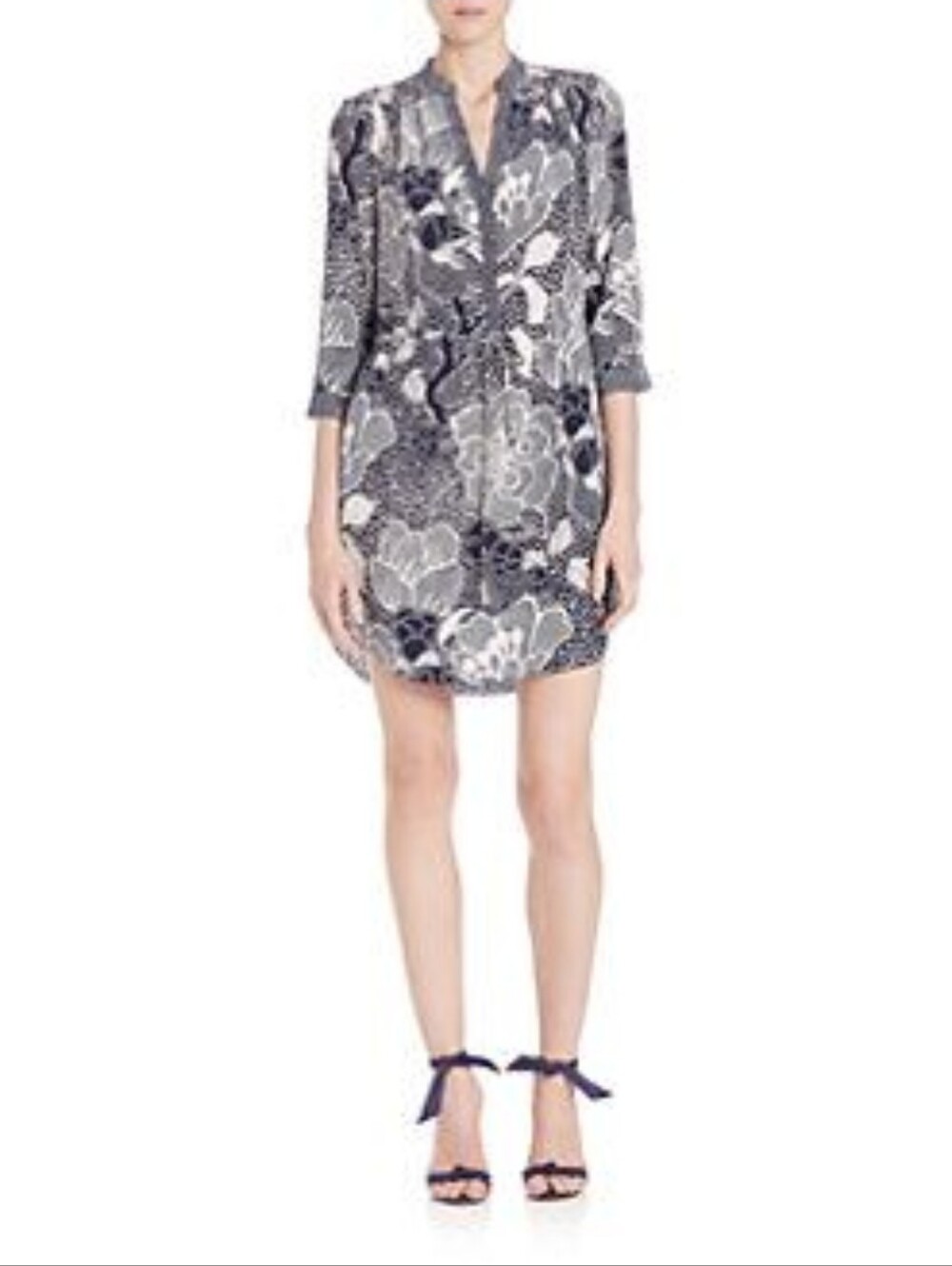Diane von Furstenberg 100% Silk Abstract Print Shirt Dress